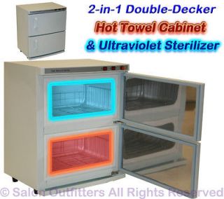 in 1 Hot Towel Warmer Double Cabinet UV Sterilizer Beauty Spa Salon 