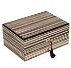 Exotic Zebra Wood Jewelry Box with Lock and Drawer. High Quality Gloss 