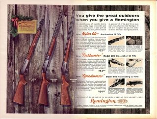 1960 PRINT AD REMINGTON Rifle Model 552 & 572 & Nylon 66 (2 PAGE AD 