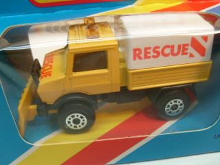 1981 MATCHBOX LESNEY SUPERFAST MB48 RESCUE UNIMOG WITH YELLOW PLOW MIB