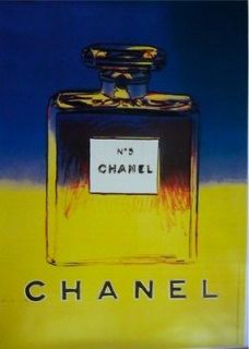 Andy Warhol Chanel Perfume Blue/Yellow Poster on Linen