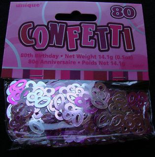 Pink & silver 80th birthday table CONFETTI foil AGE 80 decorations