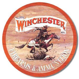 WINCHESTER FIREARMS & AMMUNITION Weathered Tin Metal Sign