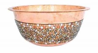 St Tropez Mosaic Copper Vessel Bathroom Sink   16.25 x 7.5   New