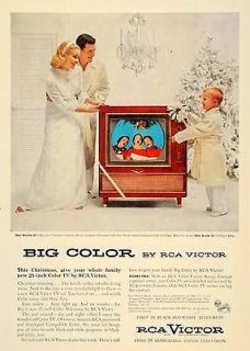 1955 Ad Big Color Television RCA Victor Christmas Tree   ORIGINAL 