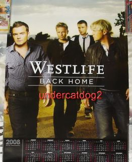 Westlife Back Home 2008 Taiwan Promo Calendar Poster