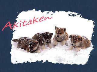   AKITA PUPPIES IN THE SNOW 8 x 10 DOG PRINT MOUNTED READY TO FRAME