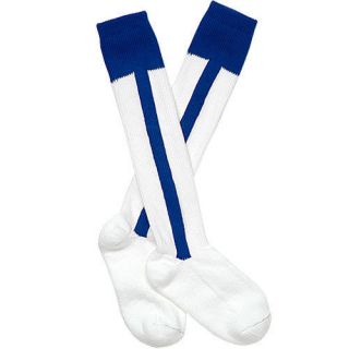   City Baseball Ribbon Stirrup Socks White Royal NEW R6, R8, R10, R12
