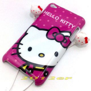 New Hello Kitty earphone hard case for ipod touch 4 4th with button 