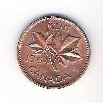 1964 Canada Canadian Penny One 1 Cent Coin