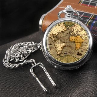 Antique World Map (old map) Travellers Pocket Watch