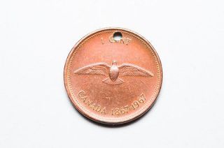   Necklace Canada 1 Cent DOVE Penny 1867 1967 Canadian Coin Very cool