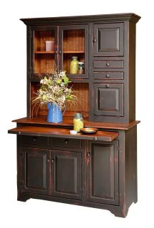  Hoosier Hutch Kitchen Cabinet Country Furniture Step Back Cottage Wood