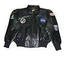 ALPHA INDUSTRIES MENS NASA BOMBARDIER LEATHER JACKET WITH PATCHES 