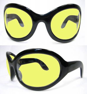 BIG Bugeye Bug Eye Gothic GOTH INDUSTRIAL Bono WRAP Sunglasses Yellow