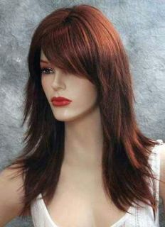 LIVELY & LONG Brown Auburn Red wig wigs Skin Top NEW