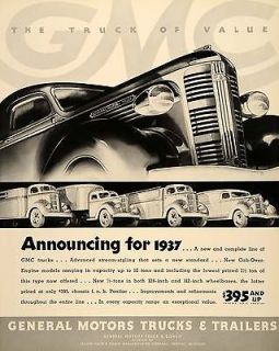 1937 Ad Pontiac GMC Trucks Cab Over Engine Models   ORIGINAL 