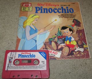 Walt Disney PINOCCHIO Book on Tape READ/Sing ALONG Cassette AUDIOBOOK