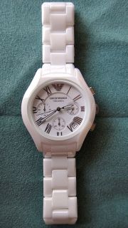 Emporio Armani Women Ceramica Chronograph Watch AR1404 RETAIL $545 
