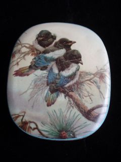 THORNE VINTAGE ANTIQUE METAL TOFFEE TIN BLUE BIRDS MADE IN ENGLAND
