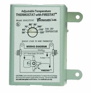   10 Amp Adjustable Thermostat w/ Firestat For Power Attic Ventilators