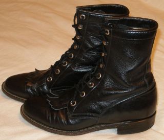 Justin Roper Lace Up Black Unisex Size 5.5 B Womens Western Boots