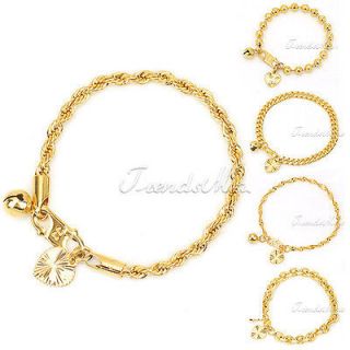   Kids Baby Chain GF Jewelry 18K Gold Filled Heart Bell Charm Bracelet