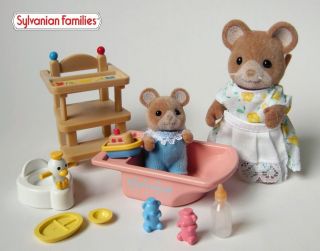   families family bear mother baby nursery care bath feeding chair set