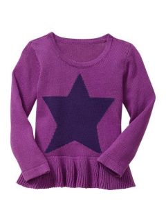 Baby Gap NWT Sapphire Jewel Box Flounce Purple Star Sweater 2 2T