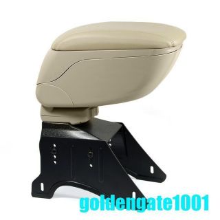   Center Console Carbon Leatherette Armrest Box For Universal Fit Beige