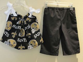   Orleans Saints Pillowcase blouse and pants set sz 6 months  6 years