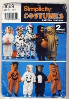 COSTUME PATTERN SIMPLICITY 0669 8582 BUNNY GHOST LADYBUG LION TODDLER 