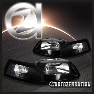   Mustang GT Diamond Black Headlights Clear Reflector (Fits Mustang
