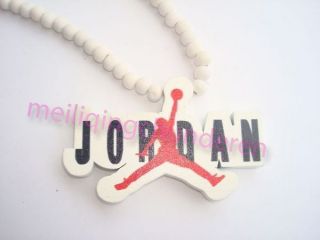 Hip Hop Fashion Wood Jordan Pendant Ball Bead Chain Necklace