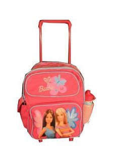 Barbie Girls backpack rolling mid size wheels pink small School bag 