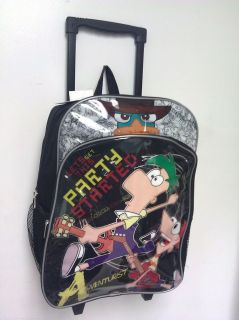   PHINEAS AND FERB AGENT P 16 backpack bookbag wheels rolling roller