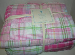 Pottery Barn Kids Pink Madras Plaid Twin Quilt New