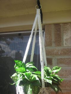 Macrame Plant Hanger WHITE 41 made w/4mm cord, Makes a Great Gift 