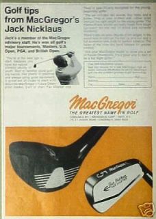   Nicklaus MacGregor Golf Clubs Wood~Irons Sports Equipment Trade AD