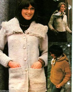 Vintage Knitting Pattern Bulky Jackets for Him and Her