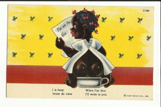   Postcard Black Americana Bare Bottom Girl CT Chocolate Drop Comic