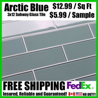   Blue Grey 3x12 Glass Subway Tile for Kitchen Backsplash & Bathroom