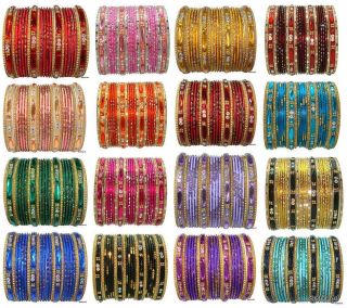   Dance Sari Matching Metal Bangles Costume Bracelet Set of 24 Churi