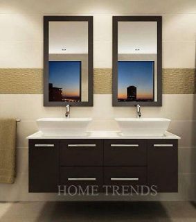 modern bathroom vanities wood cabinet furniture w sinks top & mirror 