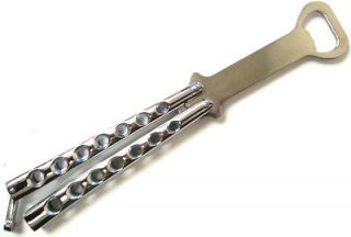 Silver Chrome Balisong Training Practice Bartender Butterfly Knife 