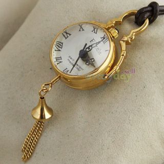 Retro Golden Ball Necklace Mechanical Pocket Watch Bell Hand Wind Gift