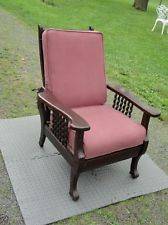   Antique Mahogany or Cherry Morris Chair Recliner Paw Foot Barley Twist