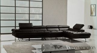 Modern euro leather sectional sofa chaise chair set with adjustable 