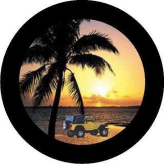Tropical Jeep on the Beach Island Print #17 Bar Stool Cover