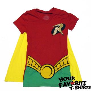 Robin Batman Costume Shirt With Cape Glitter Officially Licensed 
